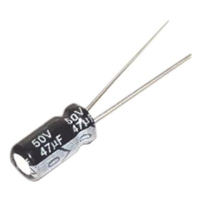 Capacitor Electrolítico de Aluminio, Radial de 47 µFd, 50 Vcc, 105 °C, 6.3 x 11 mm.