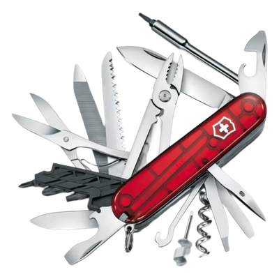 Navaja Multifunción Cyber Tool L / 39 Herramientas Profesionales / Para Técnicos Digitales / Llave Tuercas Tecnológica / Dados Hexagonales D-SUB / Set Bits Phillips-Torx-Hex / ABS-Cellidor Rojo / Fabricación Suiza
