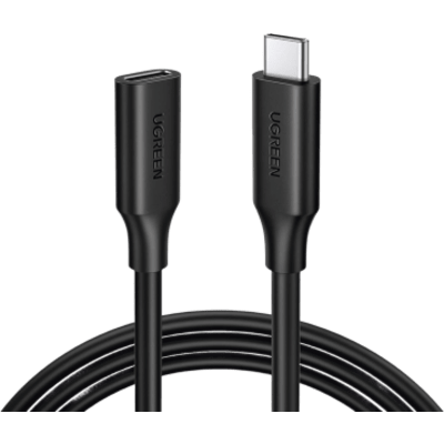 Cable USB-C Macho a USB-C Hembra | 1metro | USB-C 3.1 Gen 2 | Compatible con Thunderbolt 3 | TPE | Transferencia de Datos 10 Gbps | Soporta hasta 100W para Carga Rápida | Reversible.