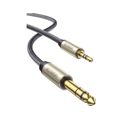 Cable Audio Estéreo 3.5mm (1/8″) TRS a 6.35mm (1/4″) TS / 1 Metro / Audio de Hi-Fi / Trenza de Nylon / Blindaje Múltiple / Caja de Aleación Zinc / Núcleo de Cobre Puro / Compatibilidad Universal