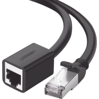 Cable de Extensión Cat6 RJ45 F/UTP / Macho a Hembra / 2 Metros (6.56 Pies) / Método de Conexión 568B / Velocidad de Transmisión 1000Mbps / Ancho de Banda del Canal 250MHz / Caja de Cobre / Negro