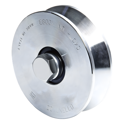 Rueda de 10 cm SIN Soporte Para Puertas Corredizas de Hasta 425 Kg / Canal Tipo «V»