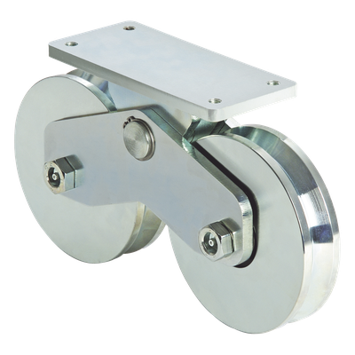 339V – Rueda Doble de 16 cm / Capacidad Para Puertas de hasta 1920 Kg / Canal Tipo V