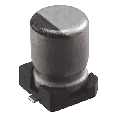 Capacitor Electrolítico de Aluminio tipo SMD de 10uF, 35V, 20%, 5 x 6.1 mm.