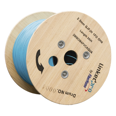 Fibra Óptica Multimodo OM4, 2 mm, Simplex, Tight Buffer, 900 micras, Color Aqua, Precio Por Metro, (Hasta 2000 Metros en un Solo Tramo de Cable)