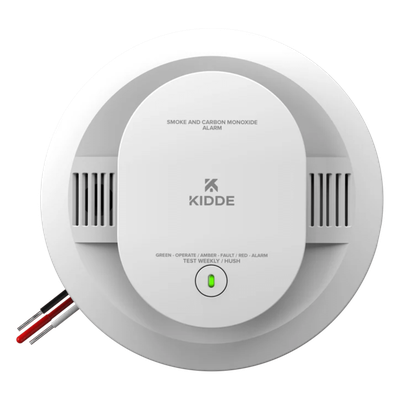 Alarma combinada de humo y monóxido de carbono, cableada a 120V CA con respaldo de batería AA, interconectable