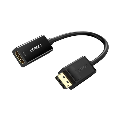 Convertidor DisplayPort a HDMI 4K| 3D | HDR | Blindaje Interno | Botón Liberador | Carcasa de ABS | Plug & Play | CE, FCC, RoHS | Cable de 25 cm (9.84 Pulgadas).