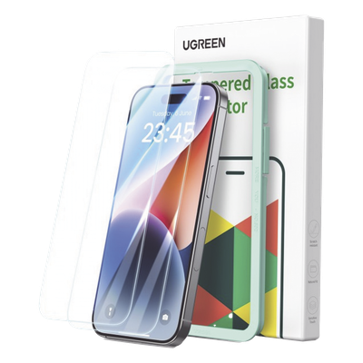 Protector de pantalla UGREEN HD con marco de instalación para iPhone 16 Pro Max (paquete de 2)