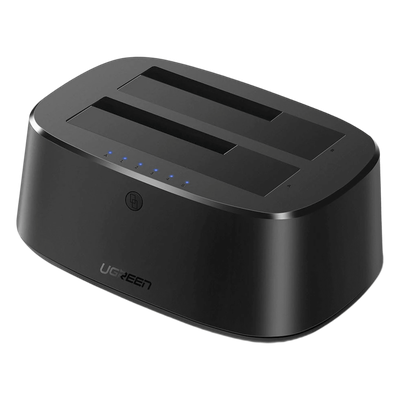 Base USB 3.0 para Disco Duro de Doble Bahía | Soporta Discos SATA de 2.5′ & 3.5´ | Soporta discos de 12TB | Compatible con UASP, SATA 3.0 | Con adaptador de corriente 12V3A | Cable USB 1M | Alta Velocidad | Modo Clonación.