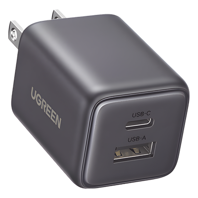 Cargador rápido GaN 1A1C de 20 W y 2 puertos