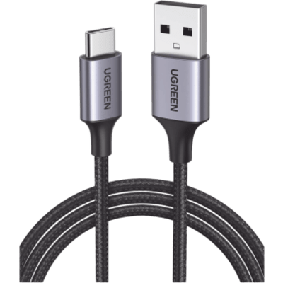 Cable USB-A a USB-C | 2 Metros (6.56 Pies) | Transferencia de Datos de 480 Mbps | Carga Rápida | QC 4.0/3.0/2.0 | FPC | AFC | Protección Integrada | Caja de Aluminio | Nylon Trenzado | Color Negro