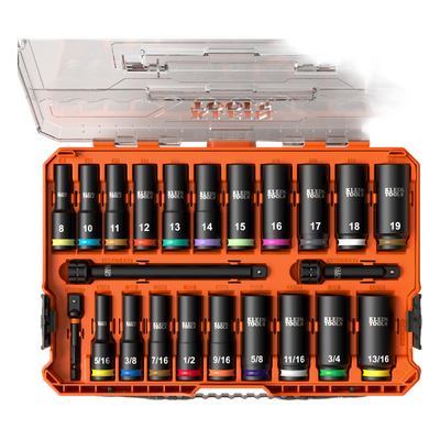 Juego de Dados de Impacto KNECT™ (M) / 3/8″ Drive Profundo / SAE y Métrico / 23 Piezas / Adapters Multi-Propósito / MODbox™ Case