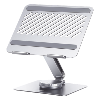 Soporte Giratorio de Aluminio para Laptop | Giratorio 360° | Función de Bloqueo | Soporta Laptops de 10 a 17.3»| Capacidad de Carga 5Kg | Excelente Estabilidad | Diseño Ergonómico | Altura y Angulo Ajustable | Plegable y Port&