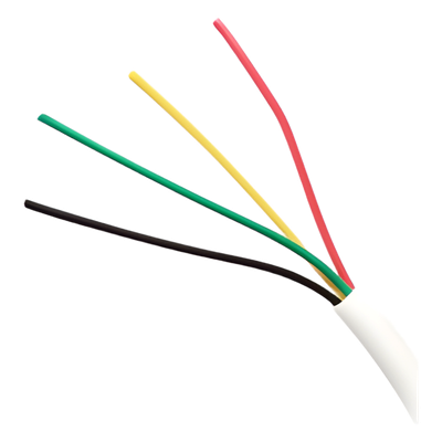 Bobina de Cable de 305 Metros (1000 Pies), 4 x 18 AWG, Aislamiento Individual de Policloruro de Vinilo (PVC), con Propiedades Antiflama, para Aplicaciones en Sistemas de Seguridad.