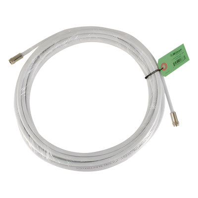 Jumper Coaxial con Cable Tipo RG-6 en Color Blanco de 9.14 Metros (30 Pies) de Longitud y Conectores F Macho en Ambos Extremos. 75 Ohm de Impedancia.