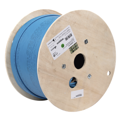 Bobina de Cable Blindado F/UTP de 4 Pares, Z-MAX, Cat6A, Soporte de Aplicaciones 10GBase-T, CMR (Riser), Color Azul, 305 Metros (1000 Pies)