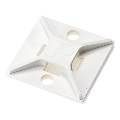Montaje-Sujetador Para Cable de 4 Vías, con Adhesivo, 25.4 x 25.4mm (1in x 1in), Color Blanco, Uso en Interior, 1 pieza