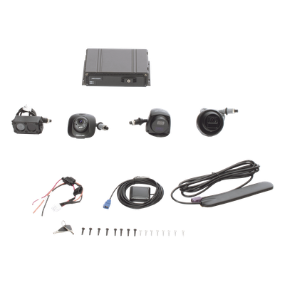 Kit DVR Móvil 1080P / Incluye 4 Cámaras TURBOHD 1080P / Modulo 4G y GPS / Soporta Memoria SD / Visualización por Hik-Connect Teams