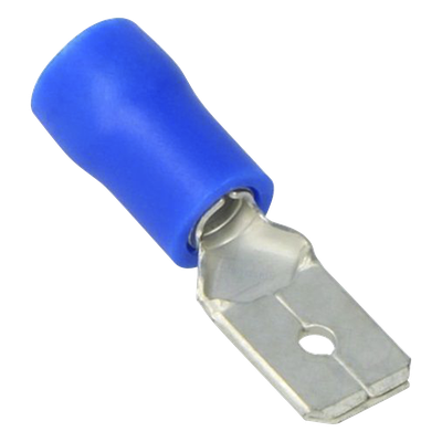 Terminal tipo macho aislada / 16 – 14 AWG / Azúl / Paquete de 25 piezas.