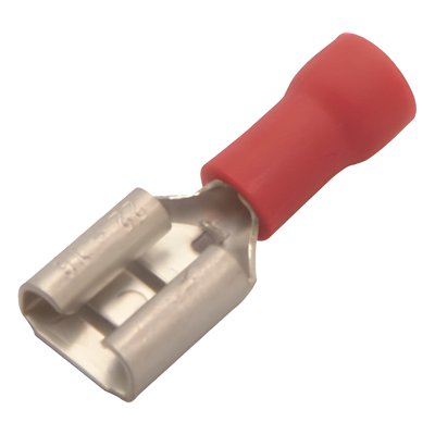 Terminal tipo hembra aislada 0.250 / 22 – 16 AWG / Rojo / Para baterías con teminal F1 / Paquete de 25 piezas.