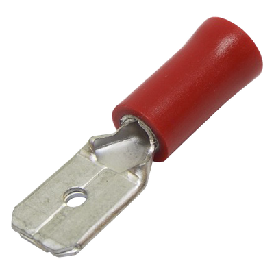 Terminal tipo macho aislada / 22 – 16 AWG / Rojo / Paquete de 25 piezas.