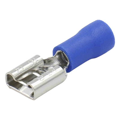 Terminal tipo hembra aislada 0.250 / 16 – 14 AWG / Azúl / Para baterías con terminal F1 / Paquete de 25 piezas.