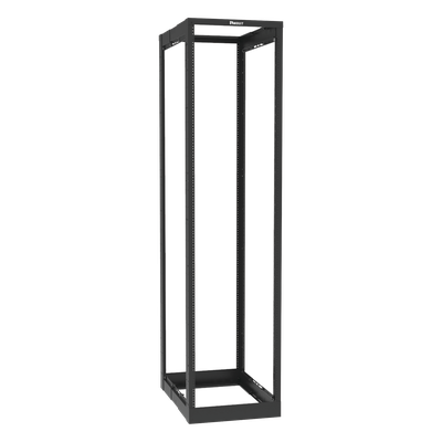 Rack de Cuatro Postes Estándar de 19″, Rieles Roscados #12-24, Profundidad Ajustable de 23 a 42 in, 45 Unidades de Rack, Color Negro