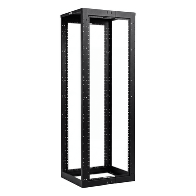Rack de Cuatro Postes Estándar de 19″, Rieles Con Orificio Para Tuerca Enjaulada, Profundidad Ajustable de 23 a 42 in, 45 Unidades de Rack, Color Negro