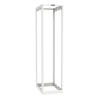 Rack de Cuatro Postes Estándar de 19″, Rieles Roscados #12-24, Profundidad Ajustable de 23 a 42 in, 45 Unidades de Rack, Color Blanco