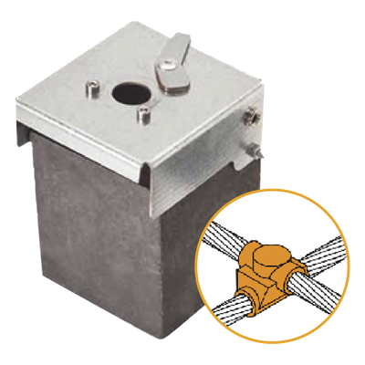 Molde de Grafito Horizontal Unión en Cruz / Cable 2/0 AWG (70 mm²) / 50 Soldaduras / Acero Electrogalvanizado / Normativa IEC 62305
