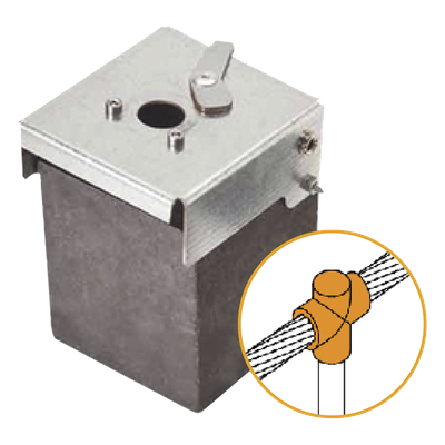 Molde de Grafito Vertical Unión en T / Cable 2/0 AWG a Pica 5/8 in / 70 Soldaduras / Acero Electrogalvanizado / Normativa IEC 62305