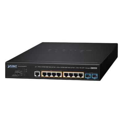 Switch AV Administrable Capa 2/ Compatible con Dante / 4 Puertos Gigabit PoE++ 802.3bt 95W + 4 Puertos Gigabit PoE+ 802.3at 32W + 2 Puertos 10G SFP+ / Presupuesto PoE 240W / Dual UI Pro AV y Standard / Compatibilidad Dante y NDI / Fanless / VLAN Routing I