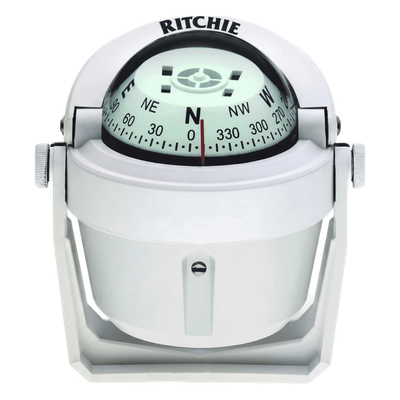 Brújula de Navegación Marítima Ritchie B-51W / Montaje en Bracket / Dial 2″ (51 mm) / Iluminación Nocturna Verde / DirectiveForce Magnets / Construcción Compuesta Alta Temperatura / 100% Reparable