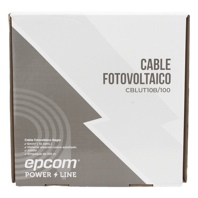 Cable Fotovoltaico Negro / Cobre Estañado / 6 mm² (10 AWG) / 2000V / Rollo de 100m / / UL 4703 y TUV