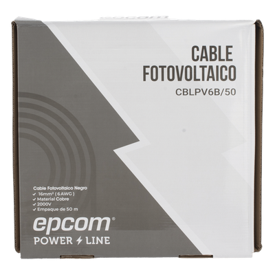 Cable Fotovoltaico Negro / 16 mm² ( 6 AWG) / Material COBRE / 2000V / Rollo de 50 m