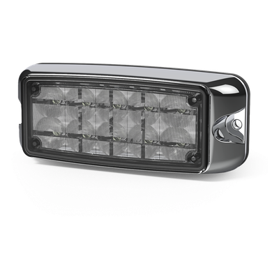 Luz De Advertencia De 5×2″ 10 Led, Ámbar/Claro, Bisel Cromado, Lente Transparente