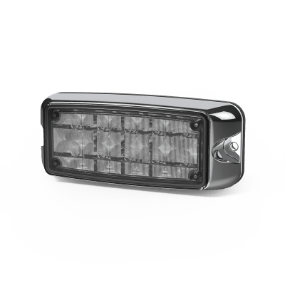 Luz de Advertencia de 5X2″ 10 LED, Rojo/Azul, Bisel Cromado, Lente Transparente