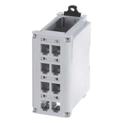 Panel de Parcheo Modular para Cobre, de Instalación en Riel DIN Estándar de 35 mm (1.38 pulgadas), 8 Puertos Mini-Com, Color Gris