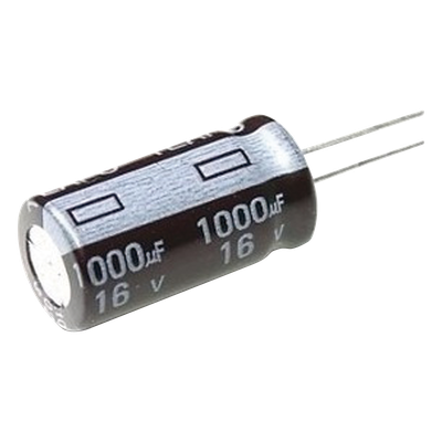 Capacitor Electrolítico de Aluminio, Radial de 1000 µFd, 16 Vcc, 105 °C, 10 x 15 mm.