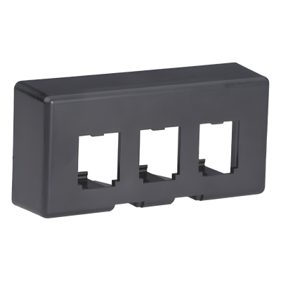 Placa de Mobiliario Modular Estándar, Salidas Para 3 Puertos Mini-Com, Color Negro