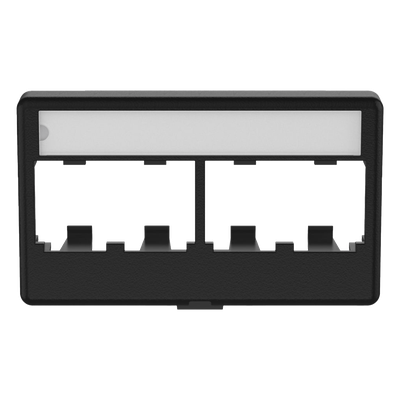 Placa de Mobiliario Modular Estándar, Salidas Para 4 Puertos Mini-Com, Con Espacio Para Etiquetas, Color Negro