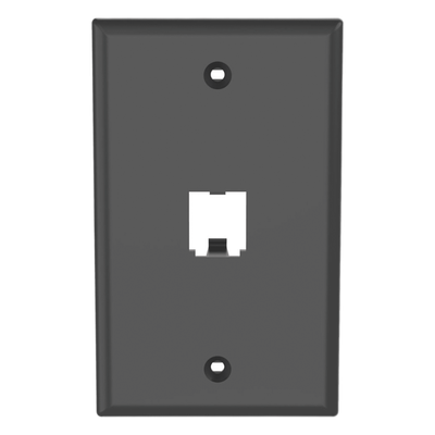 Placa de Pared Vertical Clásica, Salida Para 1 Puerto Mini-Com, Color Negro