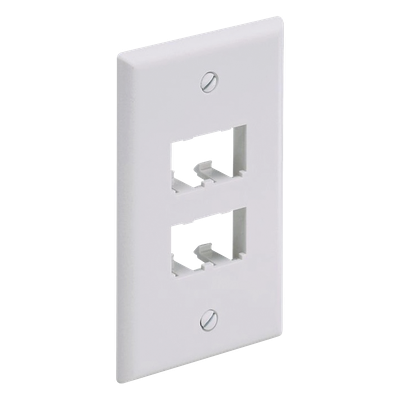 Placa de Pared Vertical Clásica, Salida Para 4 Puertos Mini-Com, Color Blanco
