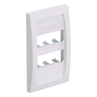 Placa de Pared Vertical Ejecutiva, Salida Para 6 Puertos Mini-Com, Con Espacios Para Etiquetas, Color Blanco Mate