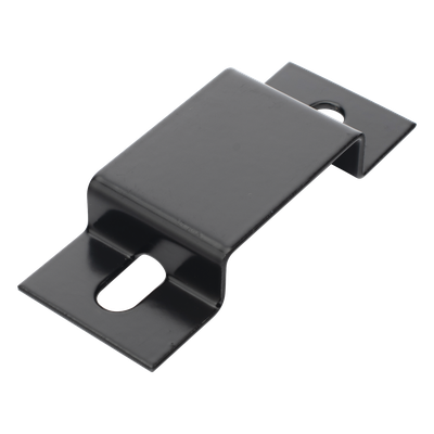 Abrazadera Tipo Omega para Fijación de Perfil Lateral Tubular de 1.5″ de Peralte y 12″ de Ancho, Acabado con Pintura Epóxica Color Negro, Ideal para la Sujeción y Refuerzo de la Escalera Tubular
