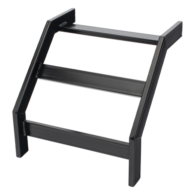 Curva Vertical Exterior de 90° para Escalera Tubular de 1.5″ de Peralte y 12″ de Ancho, Acabado con Pintura Epóxica Color Negro, Incluye Coples y Tornillería