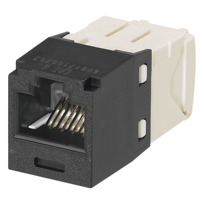 Conector Jack RJ45 Estilo TG, Mini-Com, Categoría 6, de 8 Posiciones y 8 Cables, Color Negro