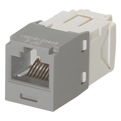 Conector Jack RJ45 Estilo TG, Mini-Com, Categoría 6, de 8 Posiciones y 8 Cables, Color Gris