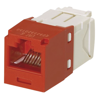 Conector Jack RJ45 Estilo TG, Mini-Com, Categoría 6, de 8 Posiciones y 8 Cables, Color Rojo