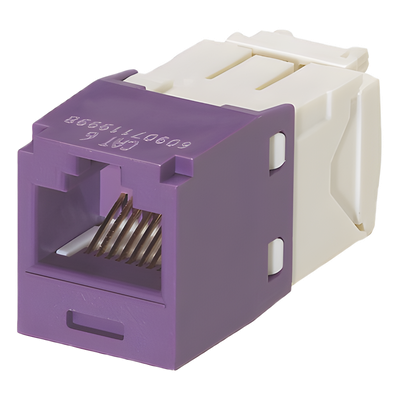 Conector Jack RJ45 Estilo TG, Mini-Com, Categoría 6, de 8 Posiciones y 8 Cables, Color Violeta